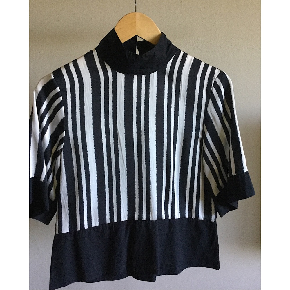 White and Black Striped Blouse